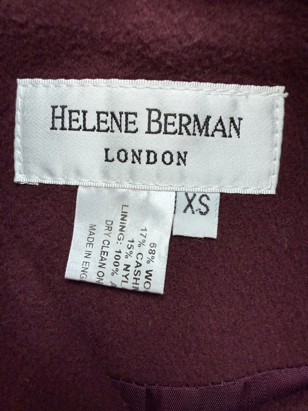 Helene Berman London Rich Burgundy Wool Cashmere Cape - Picture 2 of 8
